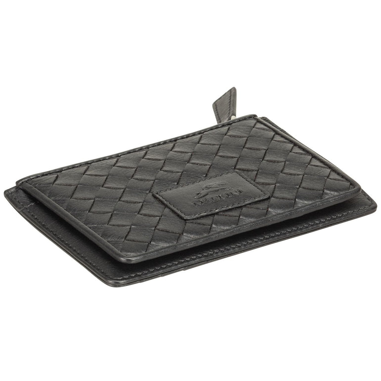Mancini BASKET WEAVE RFID Secure Card Case and Coin Pocket