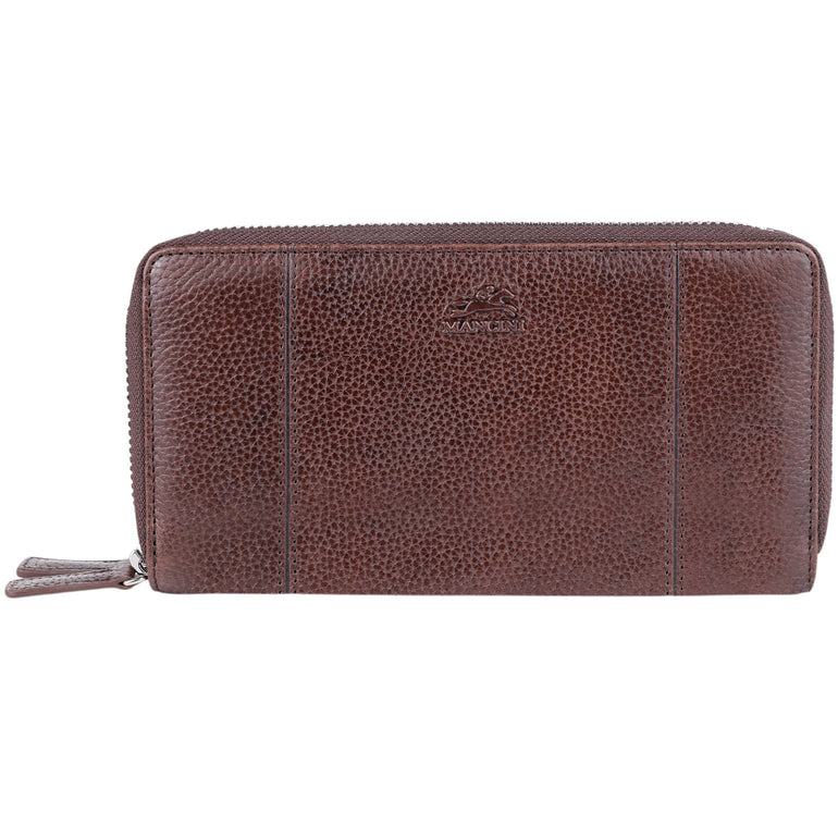 Mancini Fifth Avenue RFID Secure Double Zipper Wallet