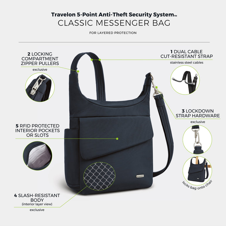 Travelon Anti-Theft Classic Messenger Bag (RFID Blocking)