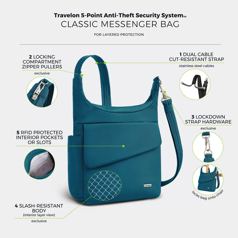 Travelon Anti-Theft Classic Messenger Bag (RFID Blocking)