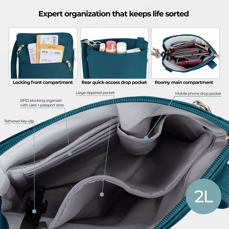 Travelon Anti-Theft Classic Slim Double Zip Crossbody
