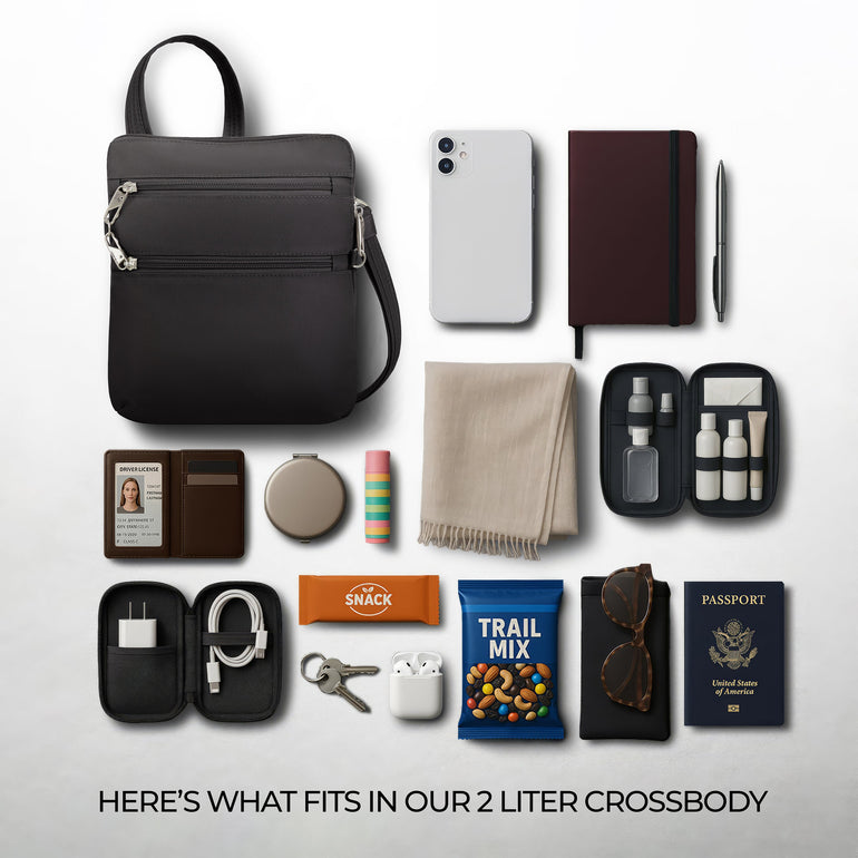 Travelon Anti-Theft Classic Slim Double Zip Crossbody