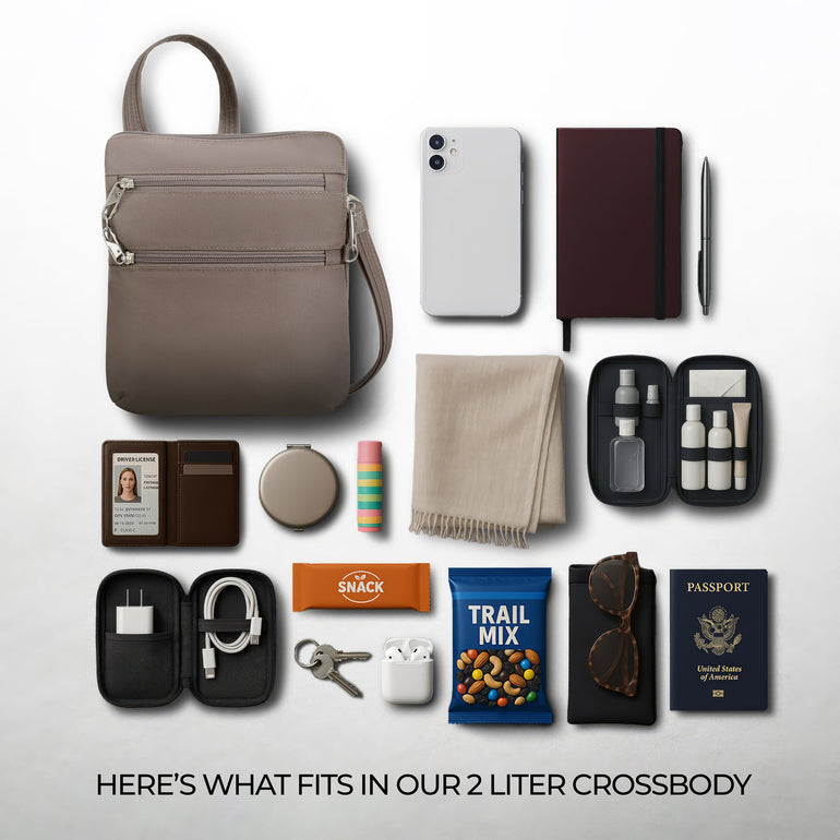Travelon Anti-Theft Classic Slim Double Zip Crossbody