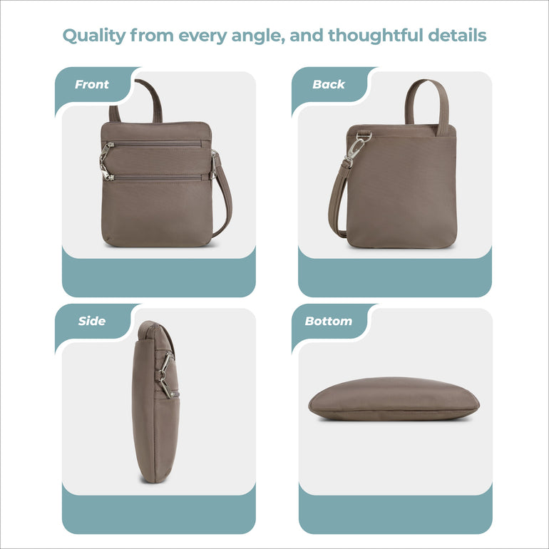 Travelon Anti-Theft Classic Slim Double Zip Crossbody