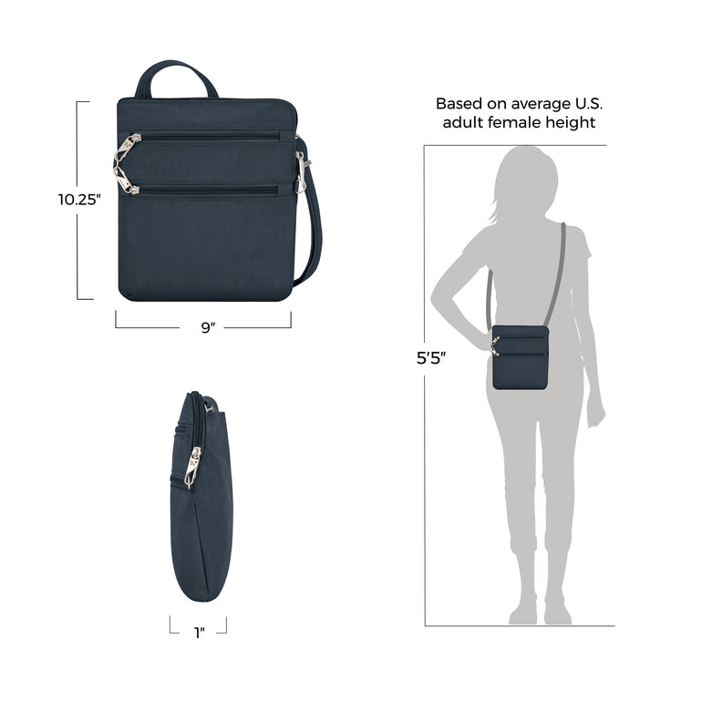 Travelon Anti-Theft Classic Slim Double Zip Crossbody