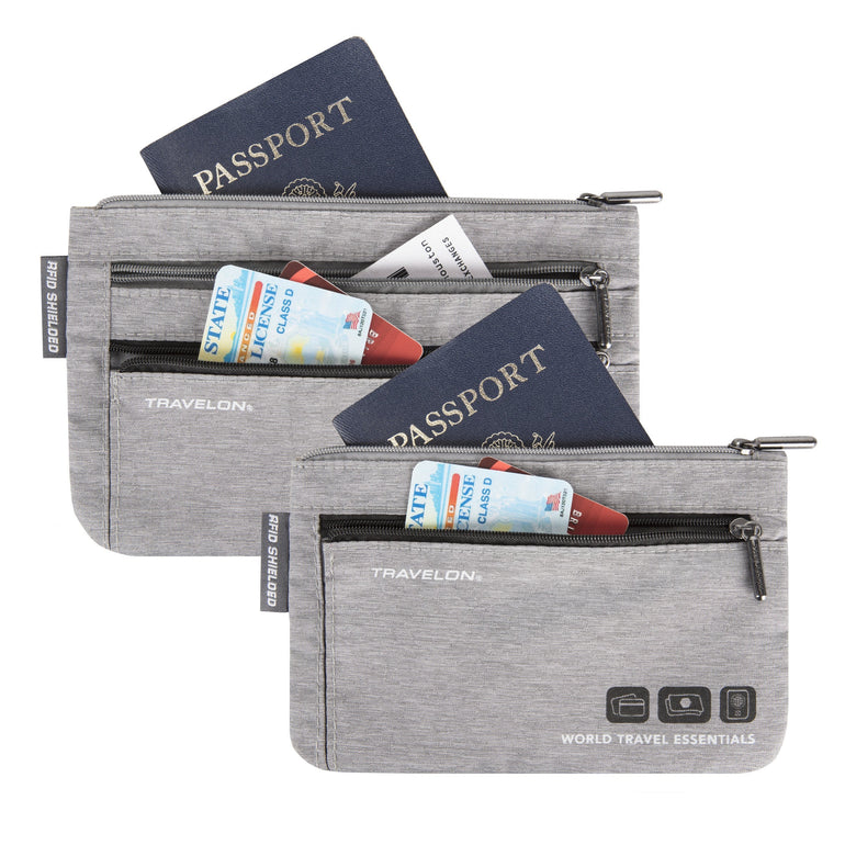 Travelon World Travel Essentials Set of 2 Currency & Passport Organizers