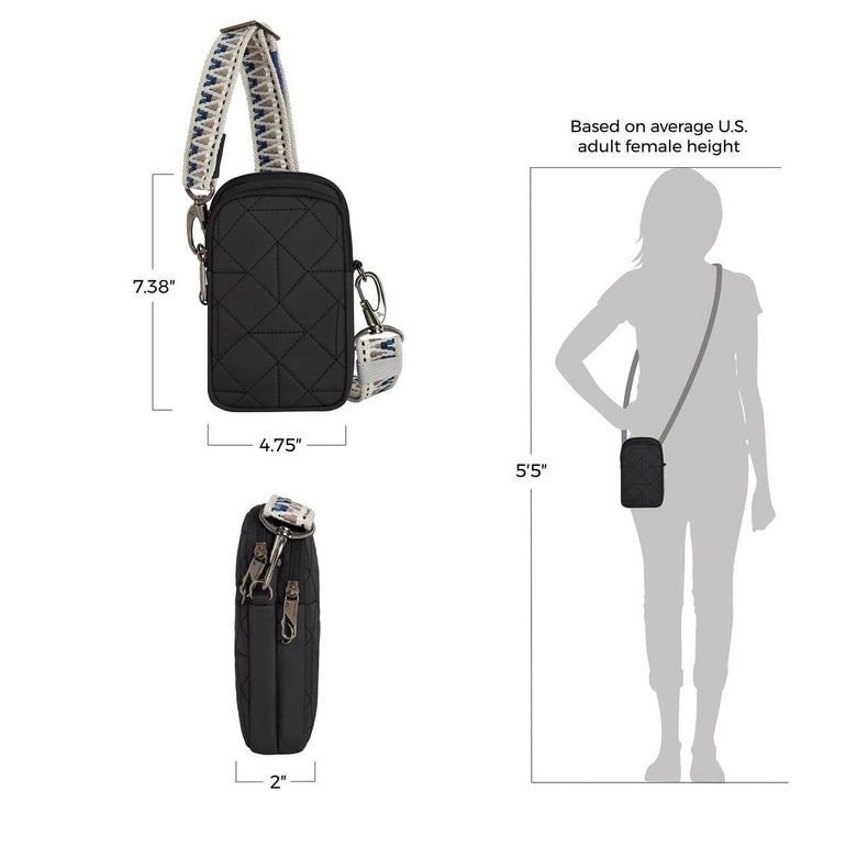 Travelon Anti-Theft Boho 2 Compartment Phone Crossbody - Geo Black
