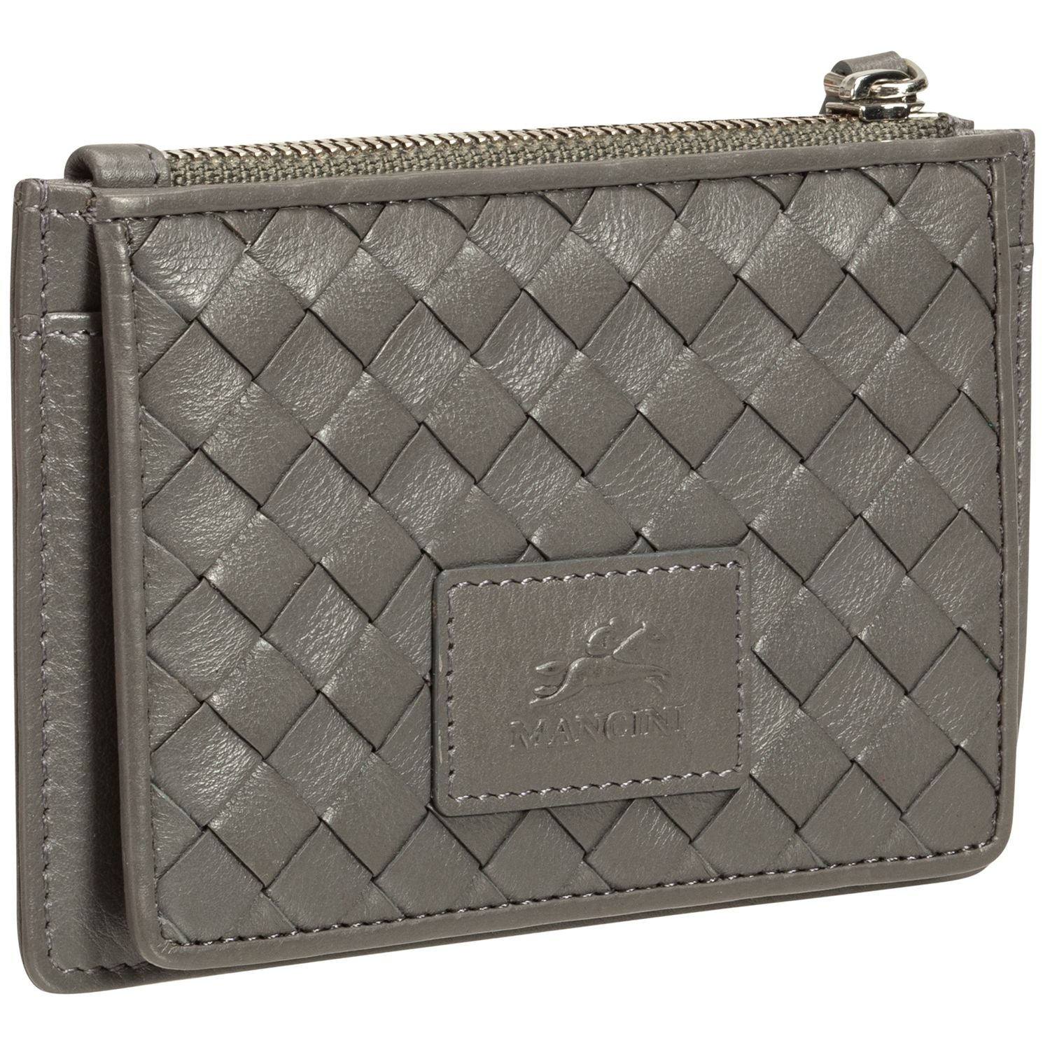 Mancini BASKET WEAVE RFID Secure Card Case and Coin Pocket