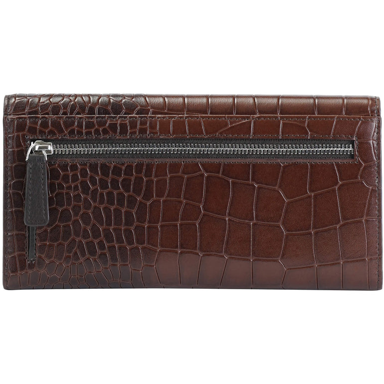 Mancini Croco2 Women’s Trifold Wallet with Enhanced RFID Security