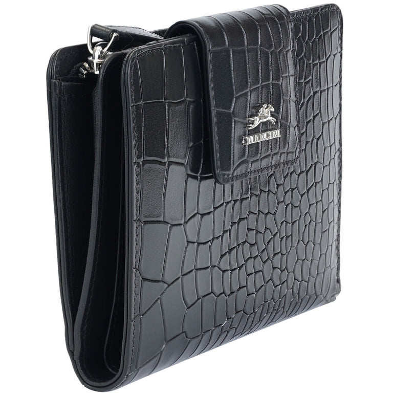 Mancini Croco2 Women’s Medium Clutch Wallet with Enhanced RFID Protection