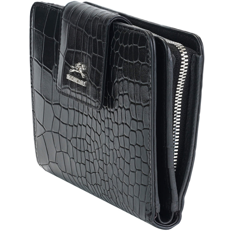 Mancini Croco2 Women’s Medium Clutch Wallet with Enhanced RFID Protection