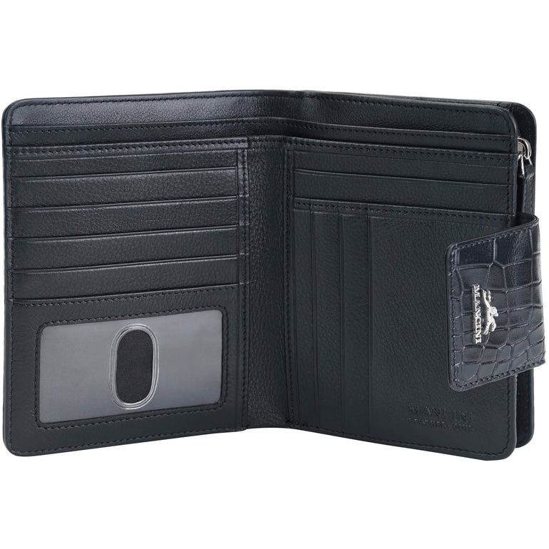 Mancini Croco2 Women’s Medium Clutch Wallet with Enhanced RFID Protection