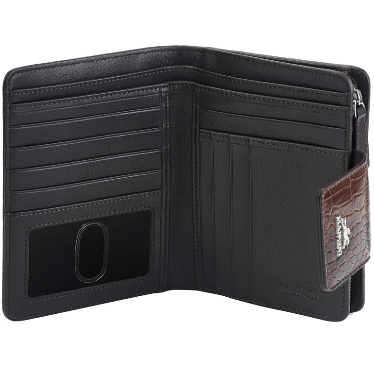 Mancini Croco2 Women’s Medium Clutch Wallet with Enhanced RFID Protection