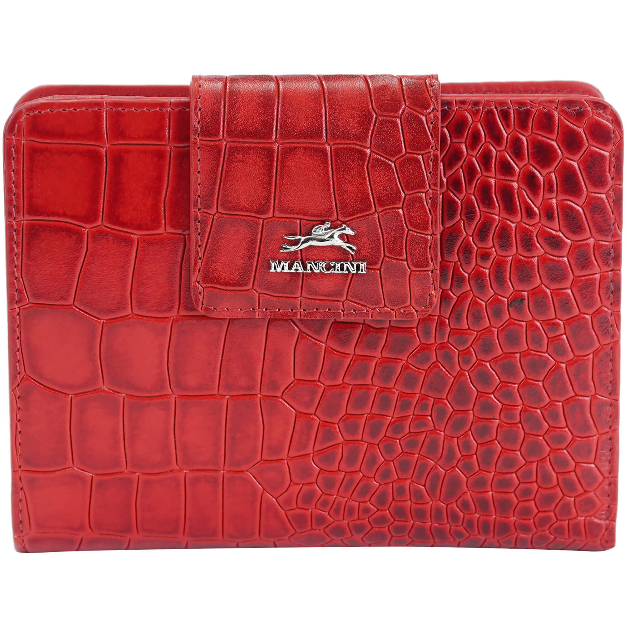 Mancini Croco2 Women’s Medium Clutch Wallet with Enhanced RFID Protection