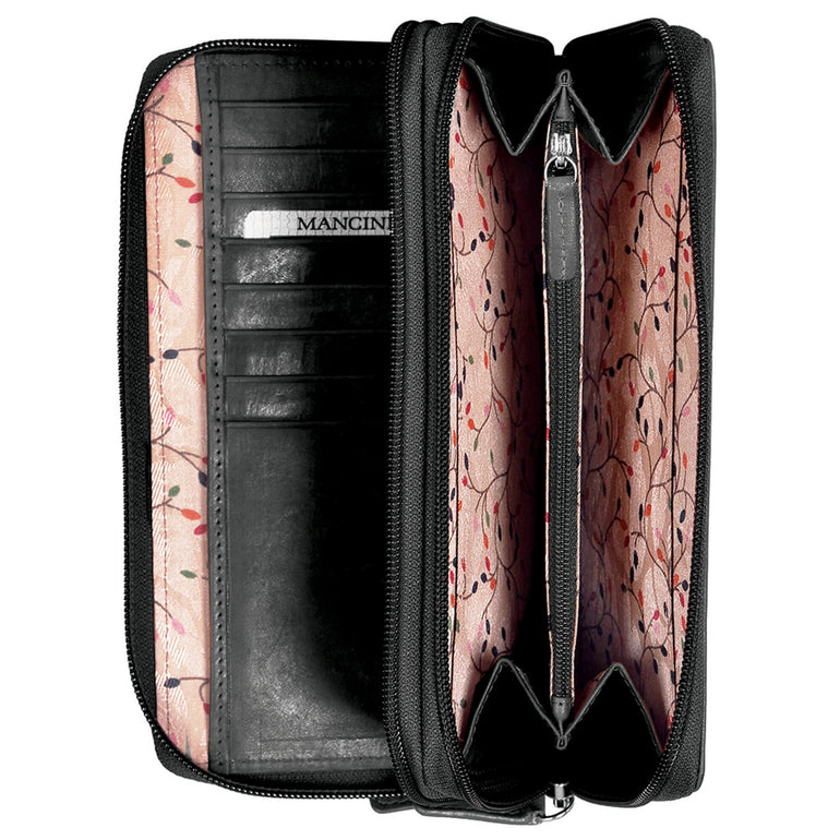 Mancini CASABLANCA Collection Ladies’ RFID Secure Double Zipper Wallet