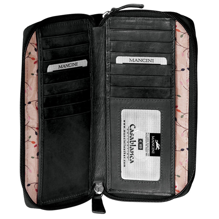 Mancini CASABLANCA Collection Ladies’ RFID Secure Double Zipper Wallet