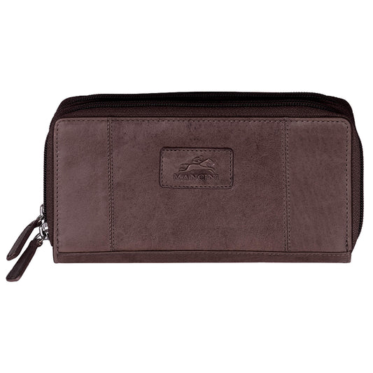 Mancini CASABLANCA Collection Ladies’ RFID Secure Double Zipper Wallet