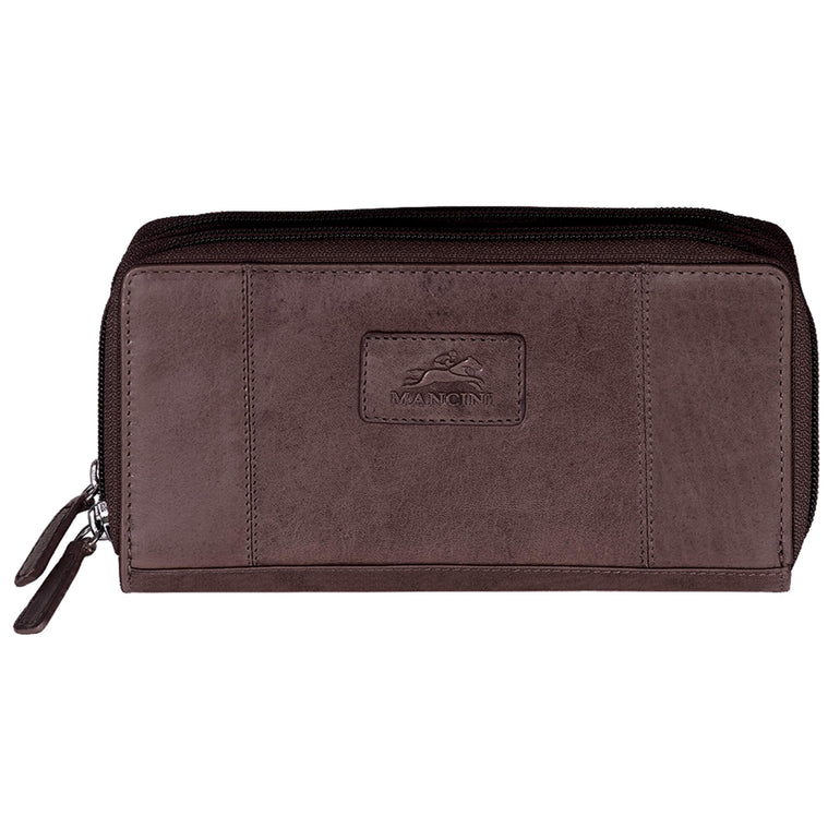 Mancini CASABLANCA Collection Ladies’ RFID Secure Double Zipper Wallet