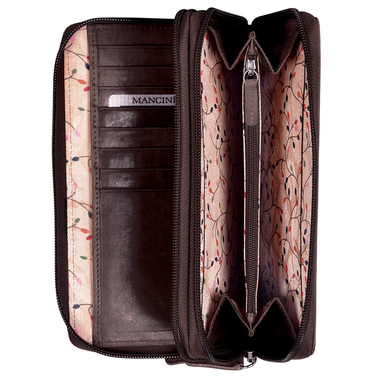 Mancini CASABLANCA Collection Ladies’ RFID Secure Double Zipper Wallet