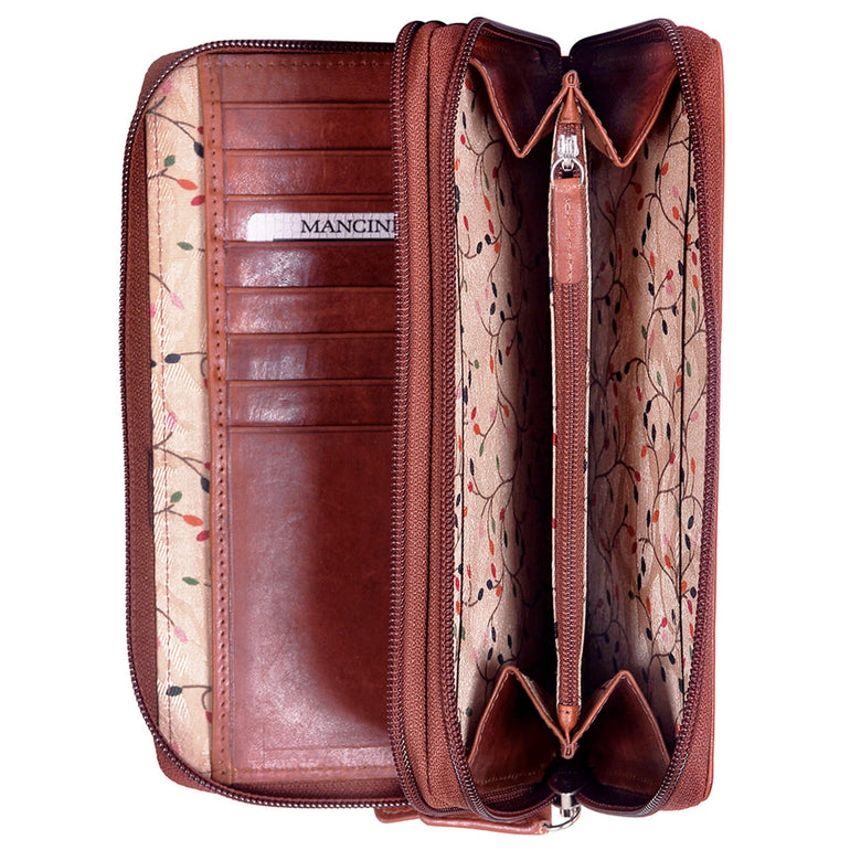Mancini CASABLANCA Collection Ladies’ RFID Secure Double Zipper Wallet