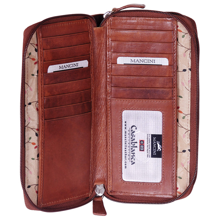 Mancini CASABLANCA Collection Ladies’ RFID Secure Double Zipper Wallet