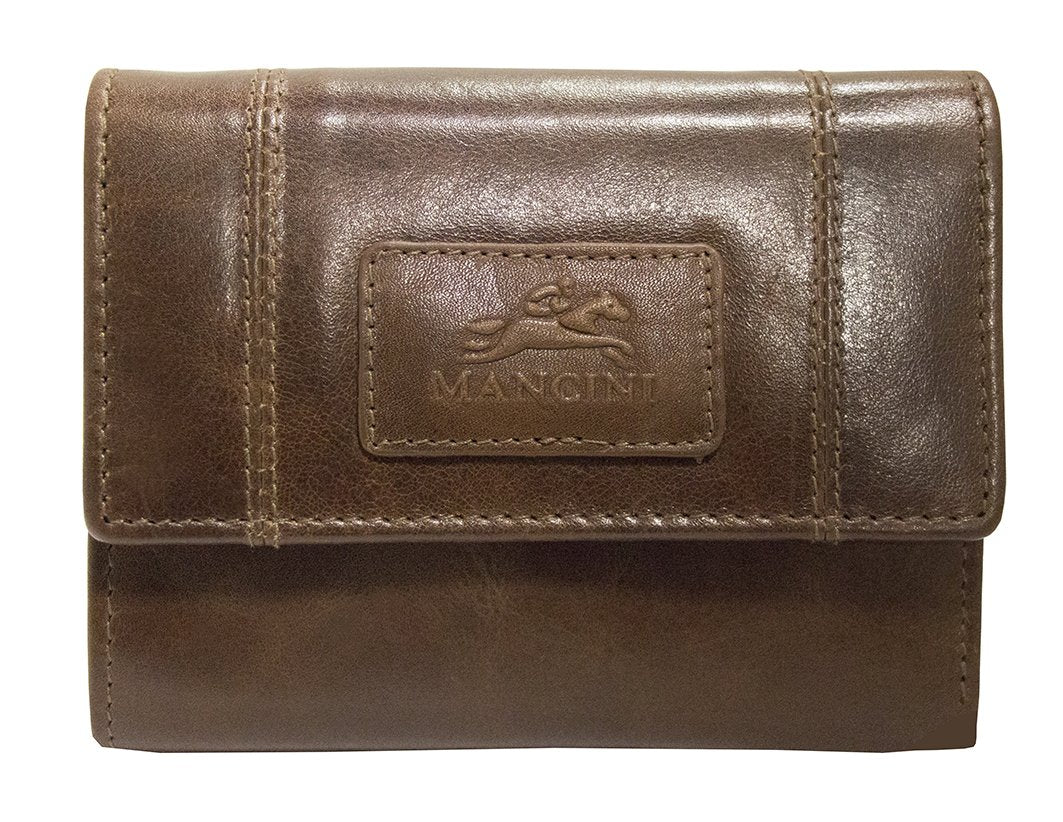 Mancini CASABLANCA Ladies' RFID Secure Small Clutch Wallet - Brown