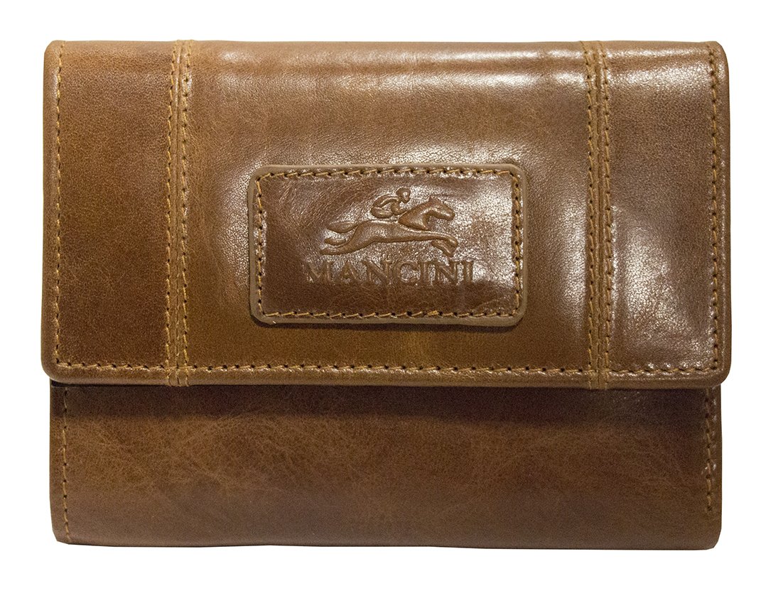 Mancini CASABLANCA Ladies' RFID Secure Small Clutch Wallet - Cognac