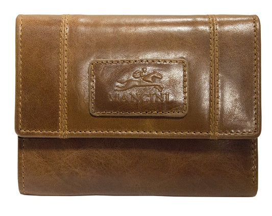 Mancini CASABLANCA Ladies' RFID Secure Small Clutch Wallet - Cognac