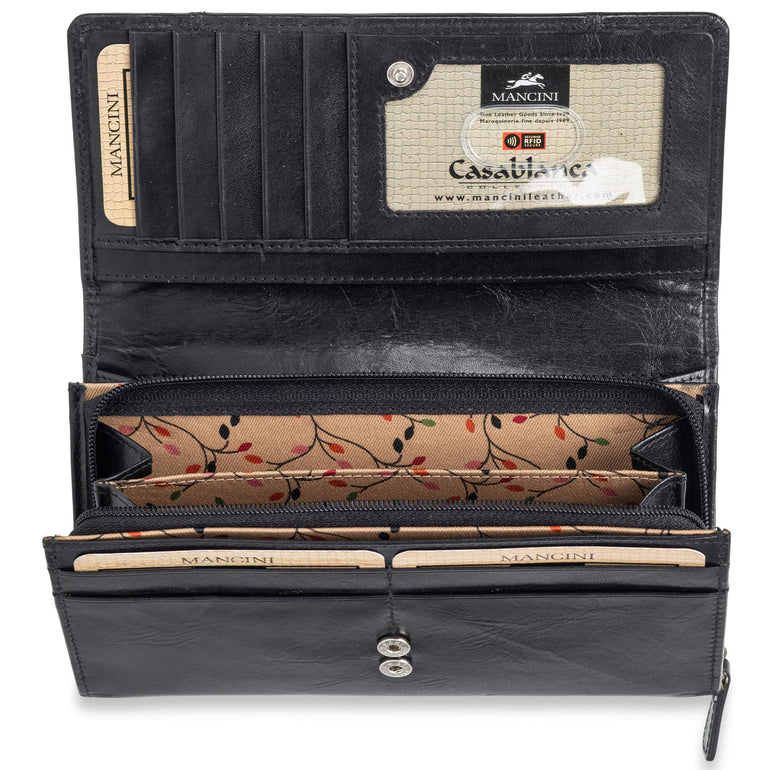 Mancini CASABLANCA Ladies' RFID Secure Medium Clutch Wallet
