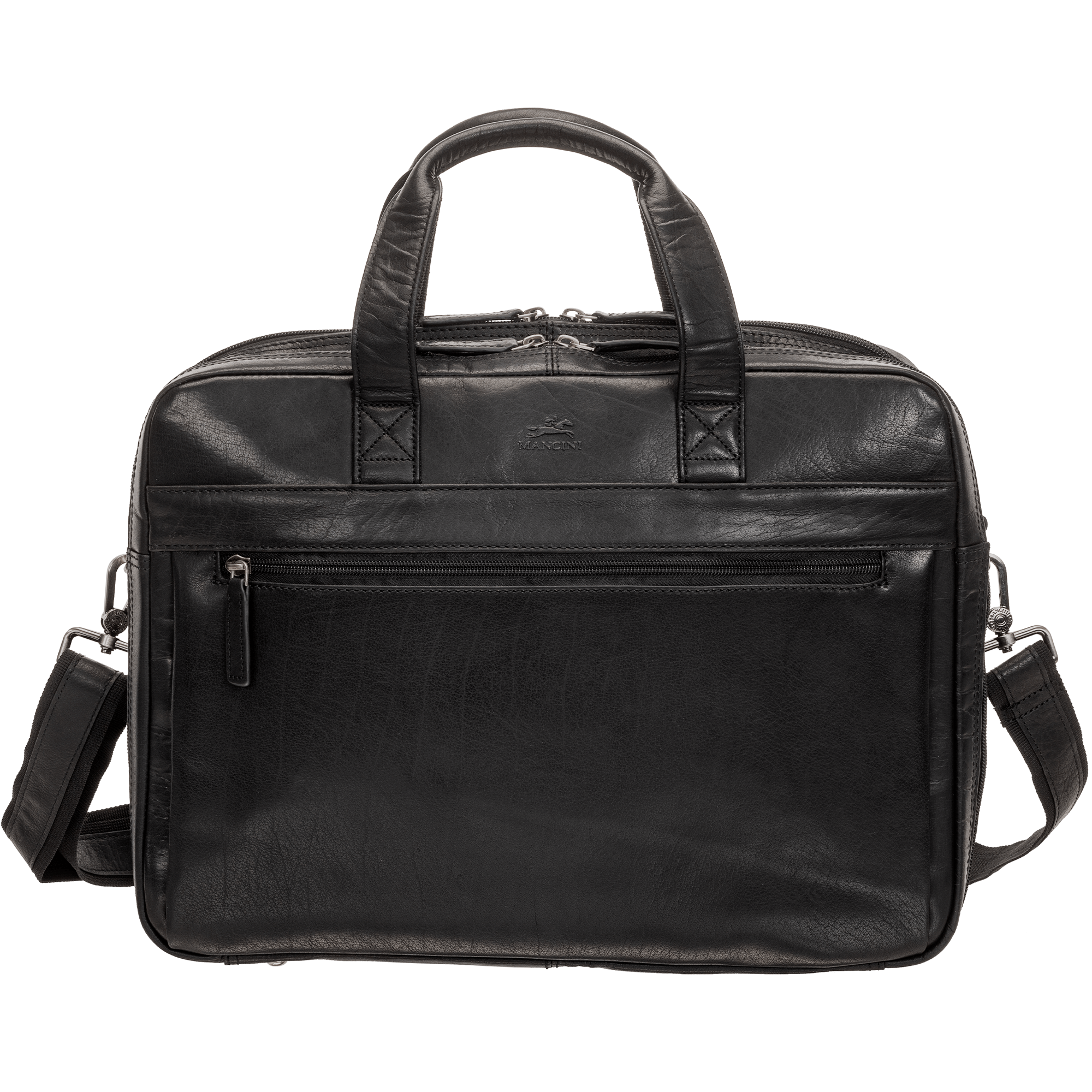Mancini BUFFALO Double Compartment Briefcase for Laptop and Tablet - Black