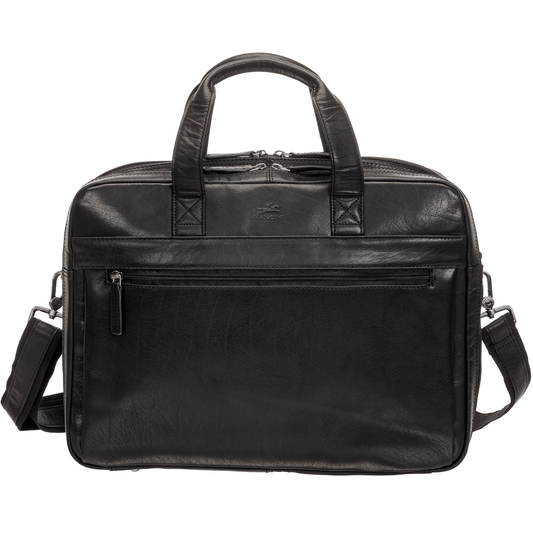 Mancini BUFFALO Double Compartment Briefcase for Laptop and Tablet - Black