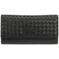 Mancini BASKET WEAVE RFID Secure Quadruple Fold Wallet - Black