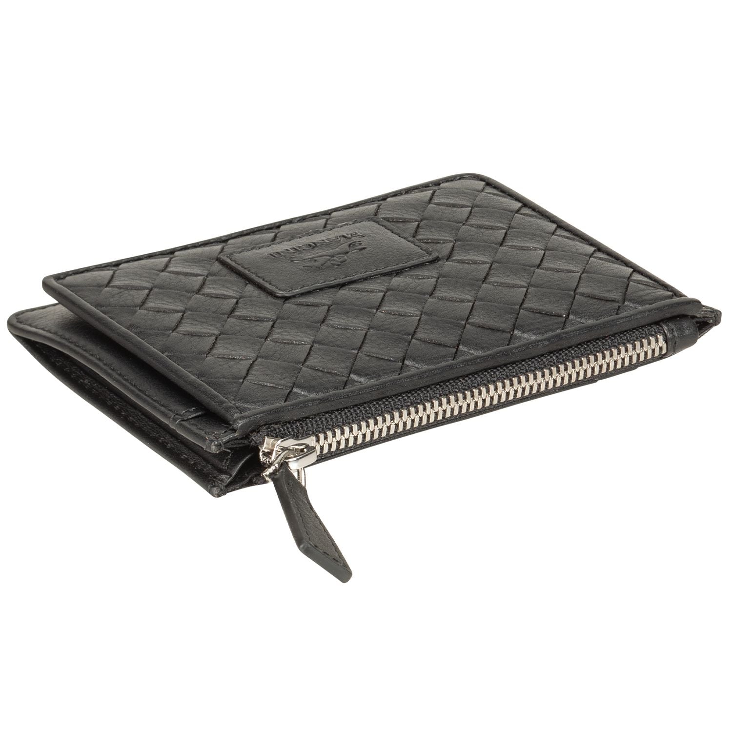Mancini BASKET WEAVE RFID Secure Card Case and Coin Pocket