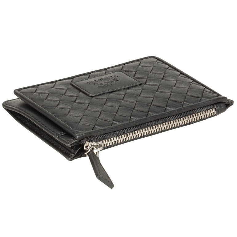 Mancini BASKET WEAVE RFID Secure Card Case and Coin Pocket