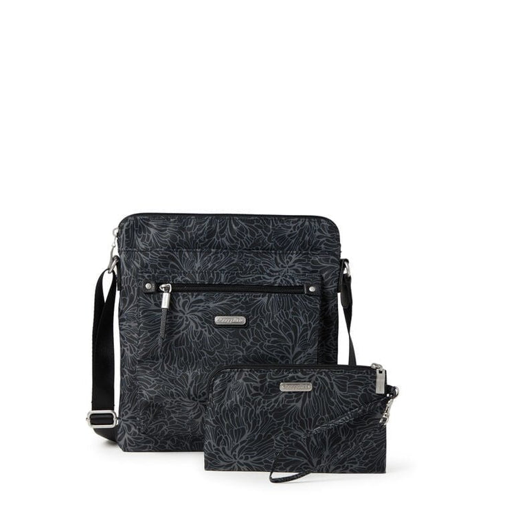 Baggallini Go Bagg With RFID Phone Wristlet - Midnight Blossom