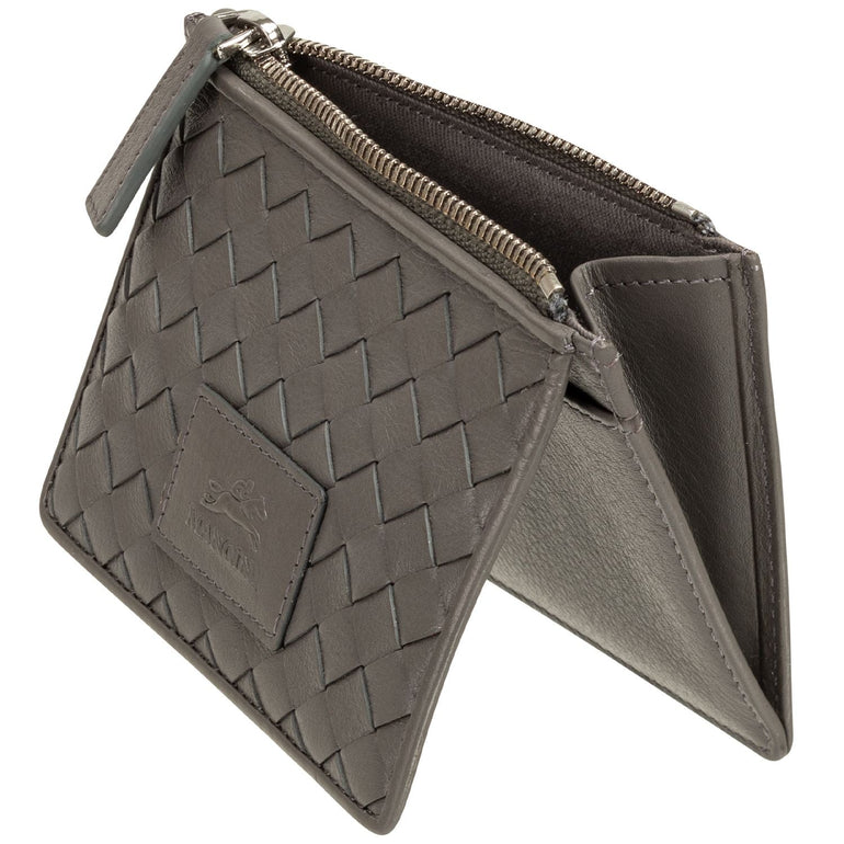 Mancini BASKET WEAVE RFID Secure Card Case and Coin Pocket
