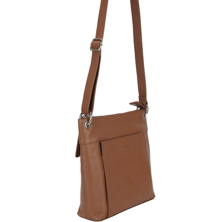 Mancini Pebbled Trish Crossbody Handbag with Organizer
