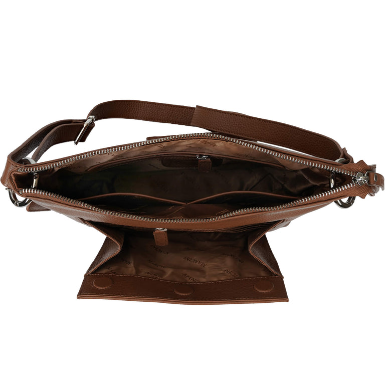 Mancini Pebbled Trish Crossbody Handbag with Organizer