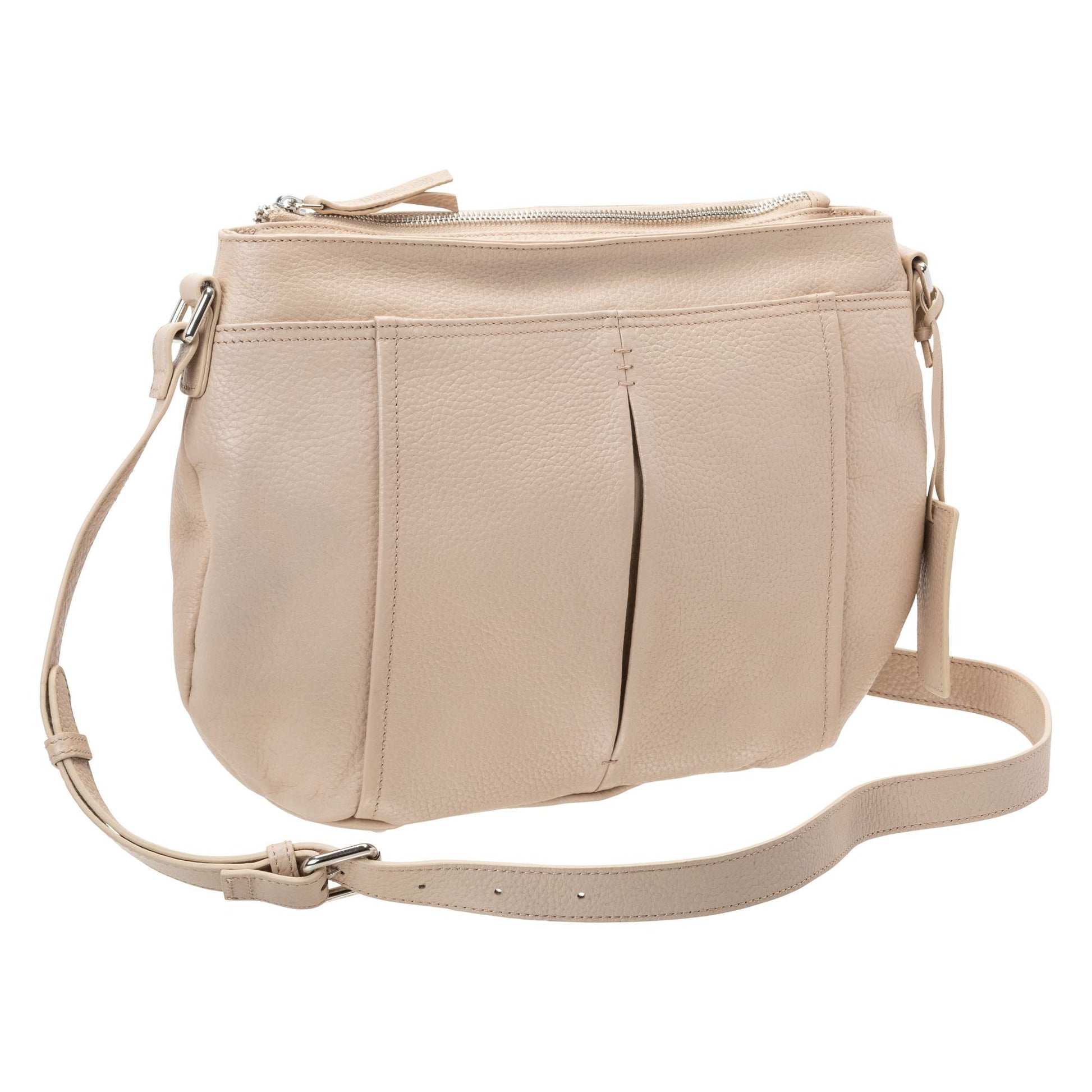 Mancini Pebbled Scarlet Leather Crossbody Hobo Bag