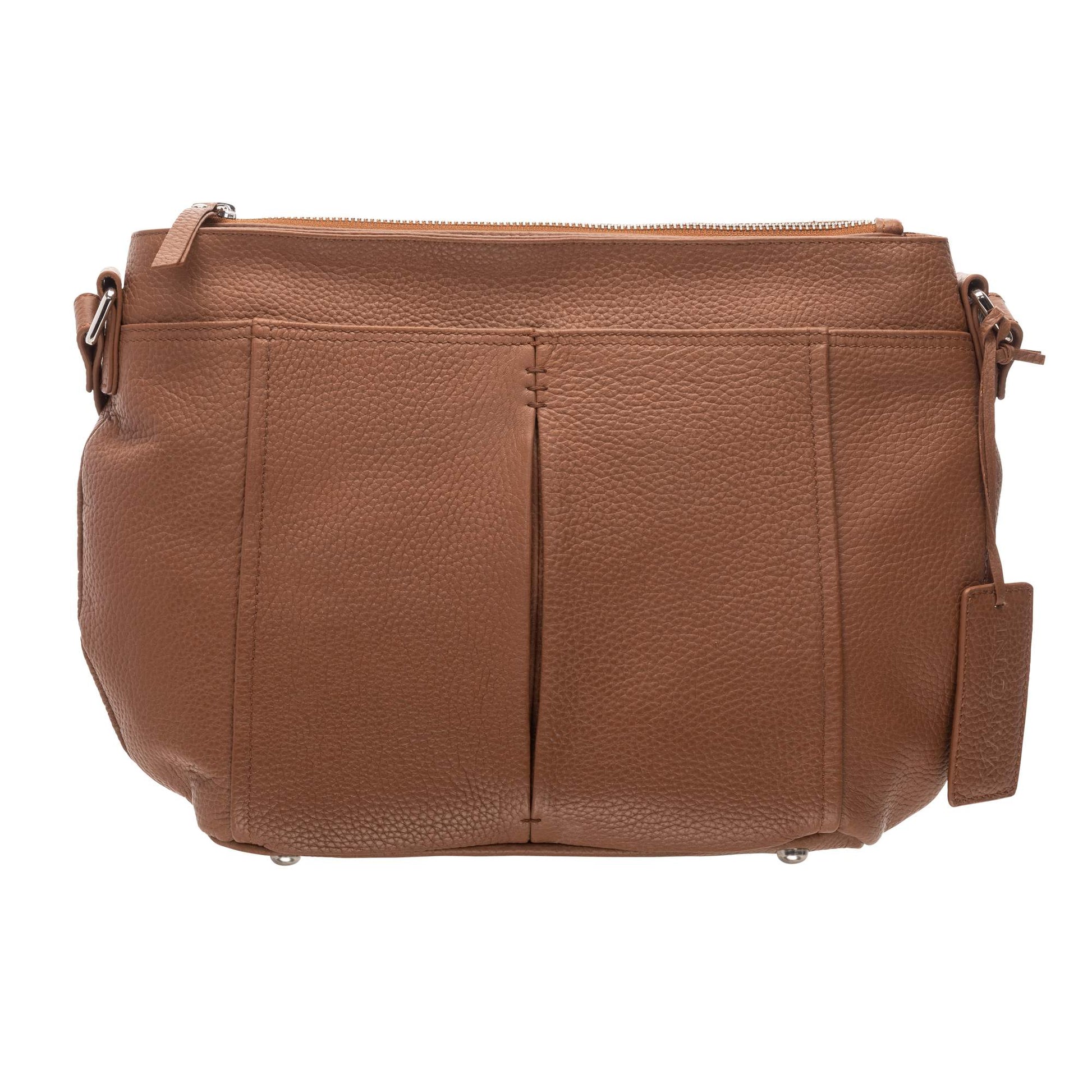 Mancini Pebbled Scarlet Leather Crossbody Hobo Bag