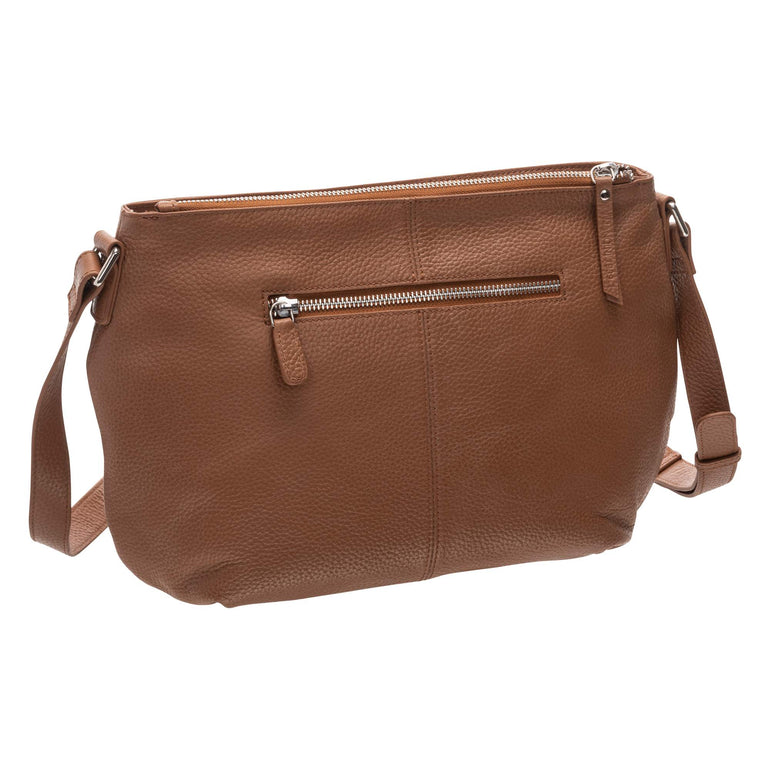 Mancini Pebbled Scarlet Leather Crossbody Hobo Bag