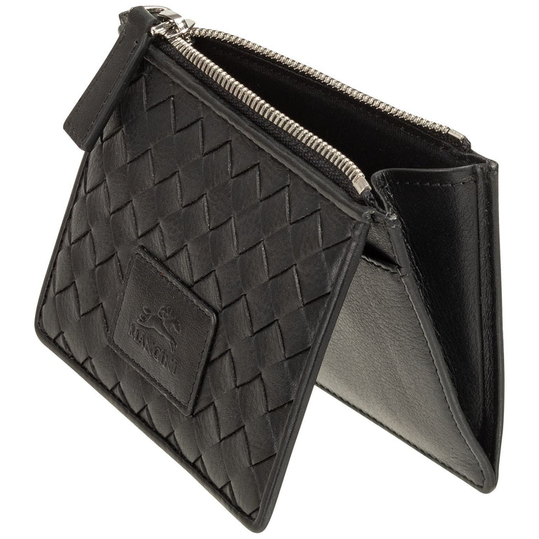 Mancini BASKET WEAVE RFID Secure Card Case and Coin Pocket