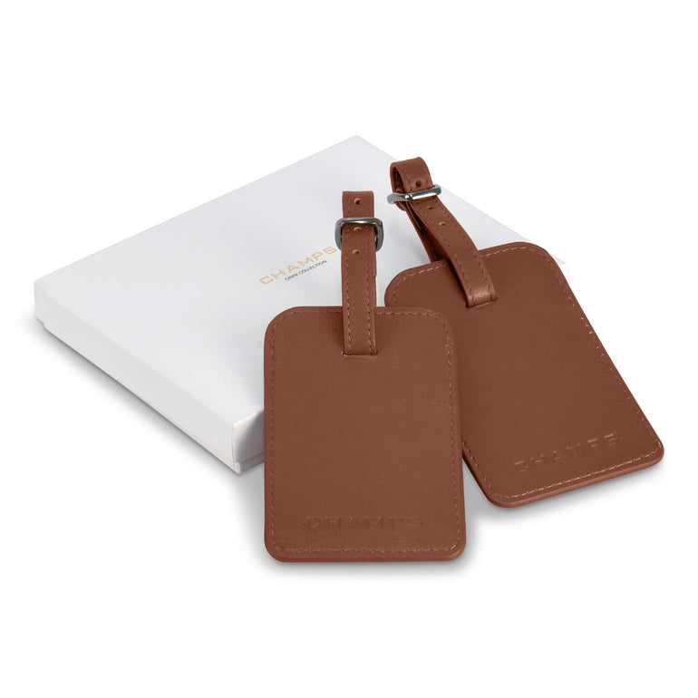 Champs Onyx Leather Luggage Tags