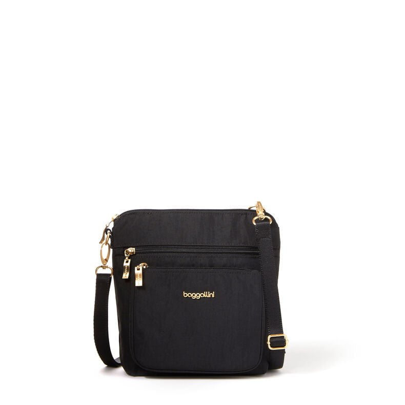 Baggallini Modern Pocket Crossbody - Black w/ Gold Hardware