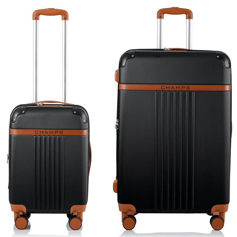 Champs Vintage Expandable 2-Piece Luggage Set (Carry-On & Large)