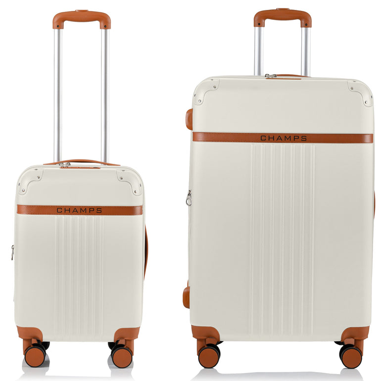 Champs Vintage Expandable 2-Piece Luggage Set (Carry-On & Large)