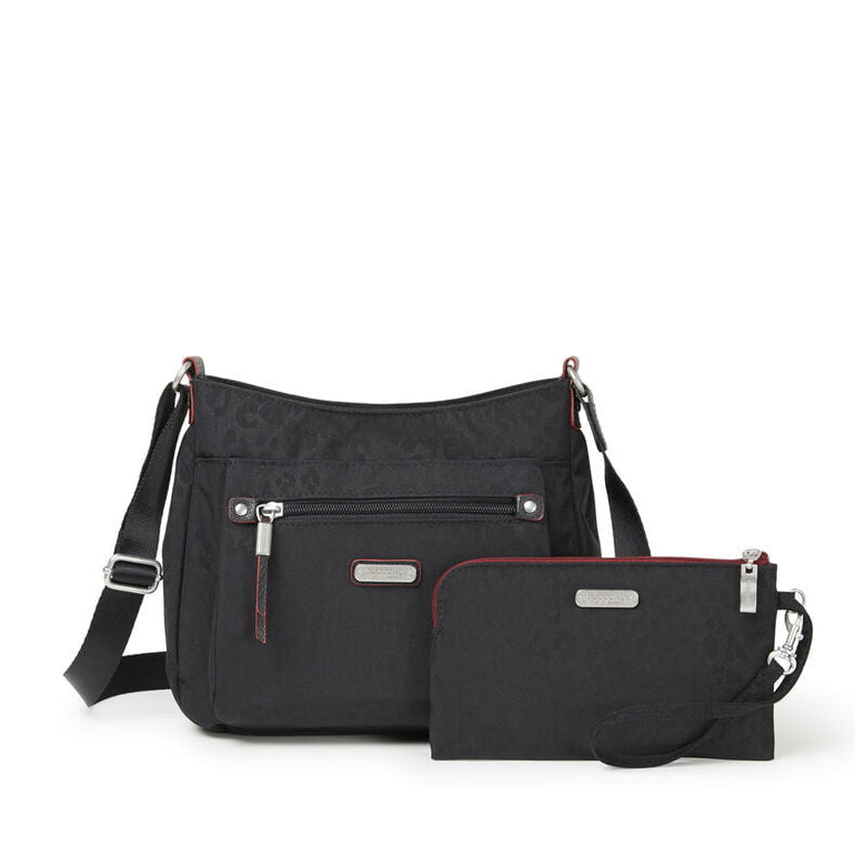 Baggallini Uptown Bagg With RFID Phone Wristlet - Black Cheetah