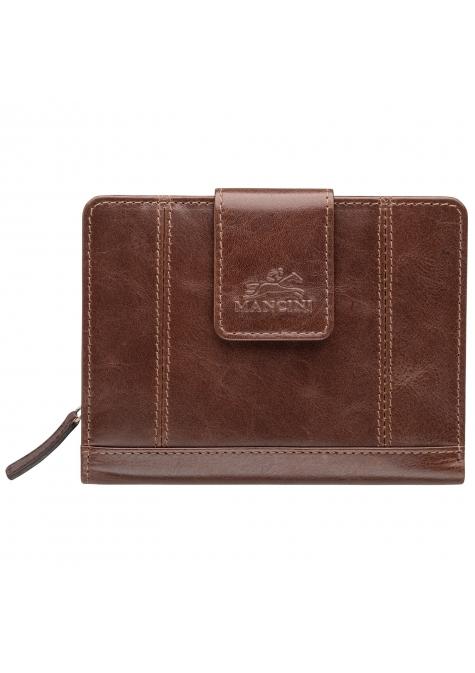 Mancini CASABLANCA Ladies' RFID Secure Medium Clutch Wallet - Brown