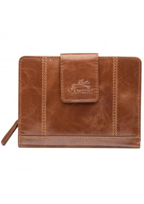 Mancini CASABLANCA Ladies' RFID Secure Medium Clutch Wallet - Cognac