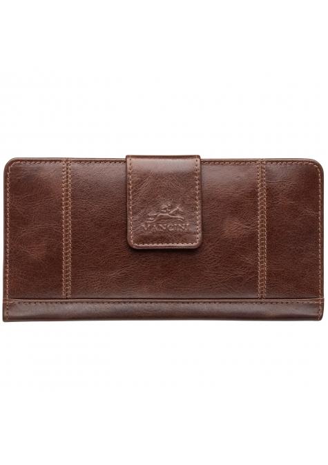 Mancini CASABLANCA Ladies' RFID Secure Clutch Wallet - Brown